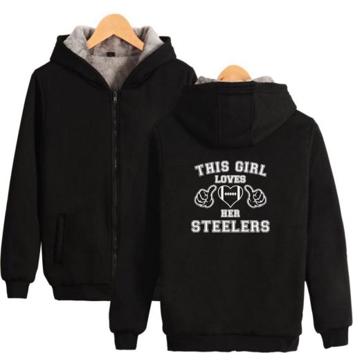 2018 New Style Likes Her Steelers Thick Hooded Jacket Zipper Hoodie Winter Fashion Print Casual Clothes 1