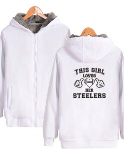 2018 New Style Likes Her Steelers Thick Hooded Jacket Zipper Hoodie Winter Fashion Print Casual Clothes