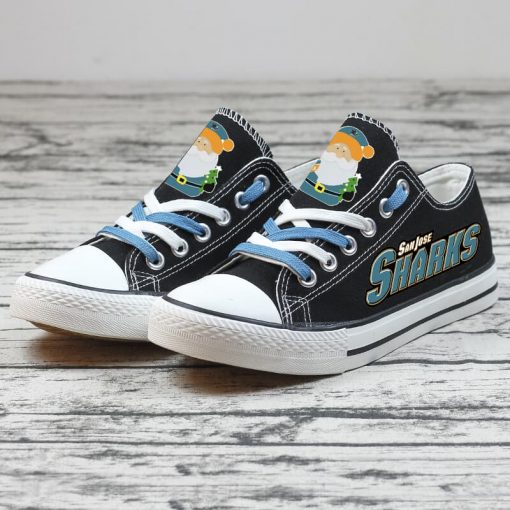 Christmas San Jose Sharks Limited Print Low Top Canvas Sneakers