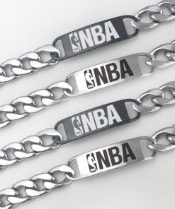 Men Fashion Wristlet Stainless Steel Bracelet NBA Basketball Fans Wristband