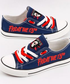 Halloween Friday the 13th Jason Voorhees Print Low Top Canvas Sneakers
