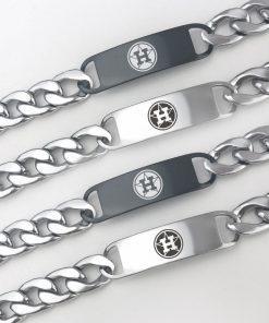 Houston Astros Men Fashion Wristlet Stainless Steel Bracelet