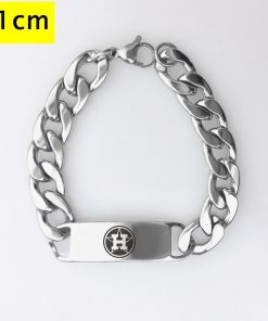 Houston Astros Men Fashion Wristlet Stainless Steel Bracelet