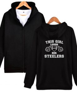 KPOP New Likes Her Steelers Printed Zip Hooded Sweatshirt Spring and Autumn Essentials Zip Hoodie Fashion 2