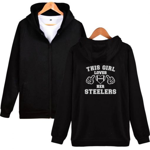 KPOP New Likes Her Steelers Printed Zip Hooded Sweatshirt Spring and Autumn Essentials Zip Hoodie Fashion 2