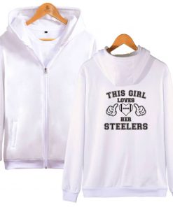 KPOP New Likes Her Steelers Printed Zip Hooded Sweatshirt Spring and Autumn Essentials Zip Hoodie Fashion 3
