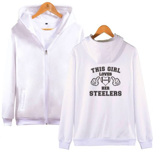KPOP New Likes Her Steelers Printed Zip Hooded Sweatshirt Spring and Autumn Essentials Zip Hoodie Fashion 3