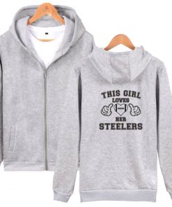 KPOP New Likes Her Steelers Printed Zip Hooded Sweatshirt Spring and Autumn Essentials Zip Hoodie Fashion 4
