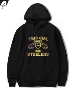 LUCKYFRIDAYF This Girl Loves Her Steelers Hoodies Sweatshirts Printed men Women Long Sleeve Hoodies Sweatshirt pullover