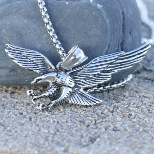 Mens Eagle Wings Necklace Antique Silver Native Scout Philadelphia Special Gift 1