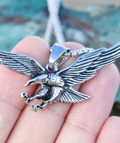 Mens Eagle Wings Necklace Antique Silver Native Scout Philadelphia Special Gift