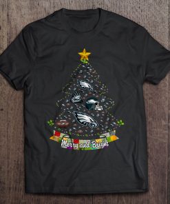 Merry And Bright Philadelphia Print T Shirt Short Sleeve O Neck Eagle Christmas Tree Tshirts