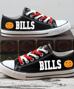 Buffalo Bills Halloween Design Jack Skellington Printed Canvas Sneakers