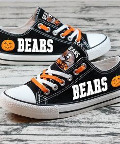 Chicago Bears Halloween Design Jack Skellington Printed Canvas Sneakers