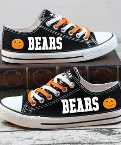 Chicago Bears Halloween Design Jack Skellington Printed Canvas Sneakers
