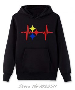 New Fashion Men Fleece Hoody Sweatshirt Steelers Heart Beat Design Hoodie Hip Hop Jacket Tops Harajuku