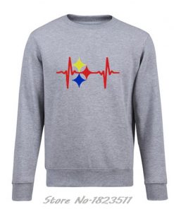 New Fashion Men Fleece pullover Sweatshirt Steelers Heart Beat Design Hoodie Hip Hop Jacket Tops Harajuku 1