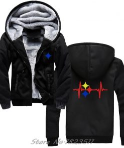 New Fashion Men thick Hoody Sweatshirt Steelers Heart Beat Design hoodie Hip Hop Jacket Tops Harajuku 1