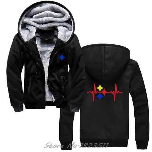 New Fashion Men thick Hoody Sweatshirt Steelers Heart Beat Design hoodie Hip Hop Jacket Tops Harajuku 1
