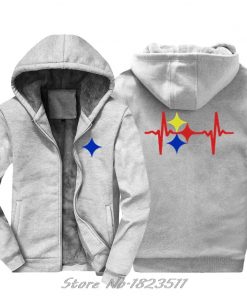 New Fashion Men thick Hoody Sweatshirt Steelers Heart Beat Design hoodie Hip Hop Jacket Tops Harajuku 2