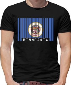 Print T Shirt Mens Short Sleeve Hot Minnesota Barcode Style Flag Mens Crewneck T Shirt