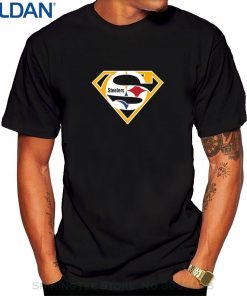 Short Sleeve 100 Cotton Man Tee Tops Men s Super Steelers O neck T Shirt Black