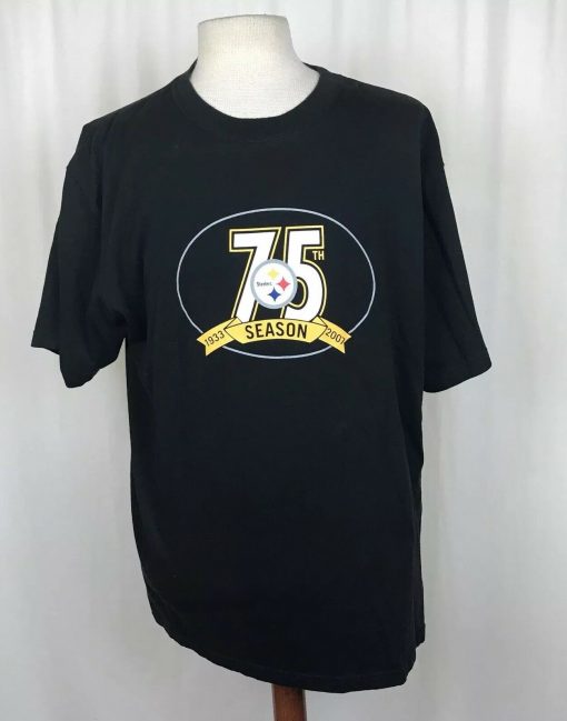 Steelers Mens Xl T Shirt 2007 75Th Anniversary Black Short Sleeve
