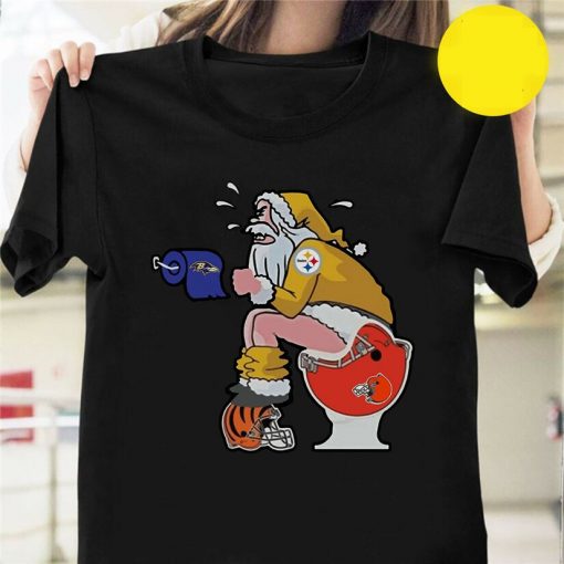 Steelers Santa Claus Make Shiit Toilet T Shirt Black Size S 3Xl Streetwear Funny Tee Shirt