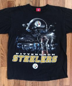 Steelers T Shirt Mens Large Black Harajuku Streetwear Shirt Men Preowned Vintage Steelers