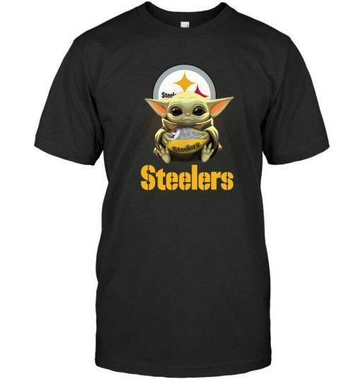 Steelers baby Yoda Tee Cool Clothes Funny Black T Shirt S 6XL