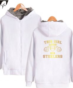 This Girl Loves Her Steelers Thicken Hoodies Zipper Hoodies Winter 2019 Print Sweatshirts Casual Clothes Plus 1