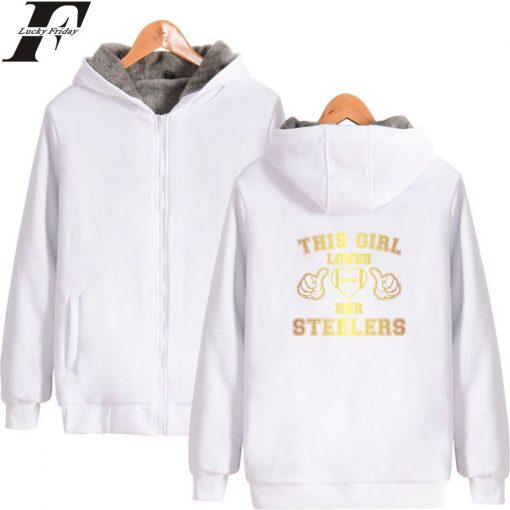 This Girl Loves Her Steelers Thicken Hoodies Zipper Hoodies Winter 2019 Print Sweatshirts Casual Clothes Plus 1