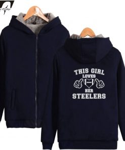 This Girl Loves Her Steelers Thicken Hoodies Zipper Hoodies Winter 2019 Print Sweatshirts Casual Clothes Plus 3