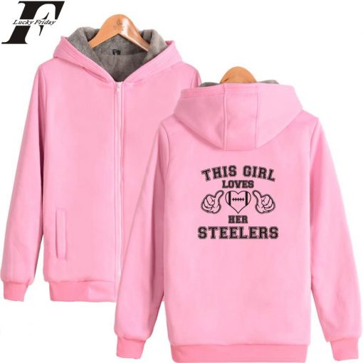 This Girl Loves Her Steelers Thicken Hoodies Zipper Hoodies Winter 2019 Print Sweatshirts Casual Clothes Plus 4