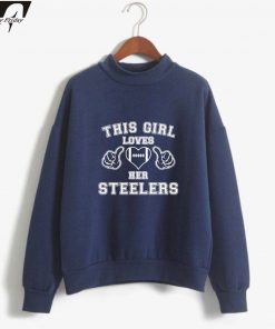 This Girl Loves Her Steelers Turtlenecks Hoodies Sweatshirts Casual Hip Hop Hoodies Casual Clothes Plus Size 4
