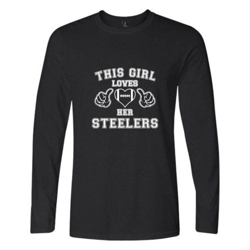 This Loves Her Steelers T shirt Print Cotton Long Sleeve T shirt Regular Long Sleeve Tops 3