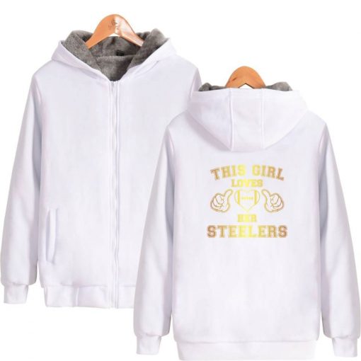 This Loves Her Steelers Thicken Warm Hoodies Zipper Hoodies Winter Clothing Print Sweatshirts Casual Clothes High 1