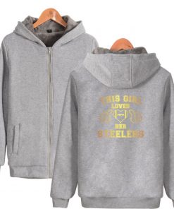 This Loves Her Steelers Thicken Warm Hoodies Zipper Hoodies Winter Clothing Print Sweatshirts Casual Clothes High 2