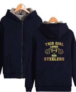 This Loves Her Steelers Thicken Warm Hoodies Zipper Hoodies Winter Clothing Print Sweatshirts Casual Clothes High 3