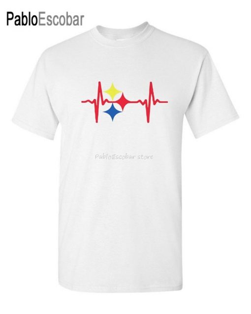 men summer t shirt brand tops euro size Steelers Heart Beat Custom Mens T Shirt Tee