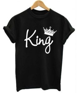 2019 NEW KING QUEEN Letter Printed Black Tshirts 2019 Summer Casual Cotton Short Sleeve Tees Tops 2