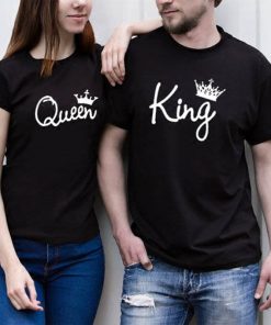 2019 NEW KING QUEEN Letter Printed Black Tshirts 2019 Summer Casual Cotton Short Sleeve Tees Tops