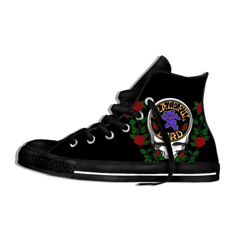 2019 New Fashion Casual Breathable Shoes Lace Up Grateful Dead Roses Walking Shoes Lightweight High Top 2