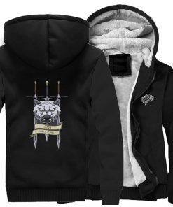2019 men game of thrones printed casual hooded hoodie solid color plus velvet padded raglan sweatshirt 2