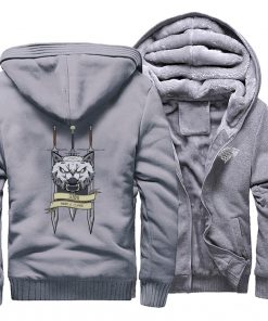 2019 men game of thrones printed casual hooded hoodie solid color plus velvet padded raglan sweatshirt 5