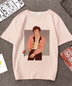 2020 Summer Harry Styles Casual Pink Tshirt Aesthetic Clothes Couple Rap Shirt Hip hop Harajuku Vogue 4