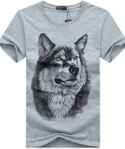 BINYUXD New Summer Brand large size 3D Wolf head T shirt man round collar short sleeve 2