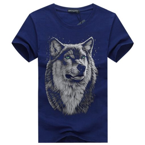 BINYUXD New Summer Brand large size 3D Wolf head T shirt man round collar short sleeve 3
