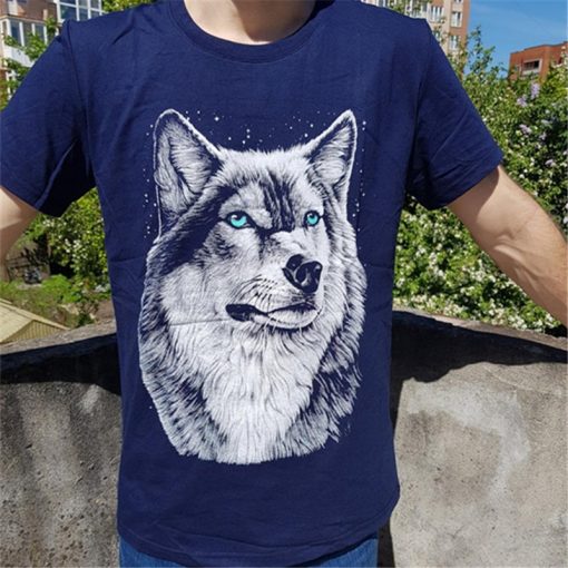 BINYUXD New Summer Brand large size 3D Wolf head T shirt man round collar short sleeve 4