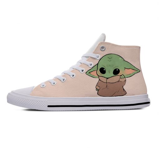 Baby Yoda Mandalorian Star Wars Cartoon Cute Funny Casual Canvas Shoes High Top Harajuku Breathable 3D